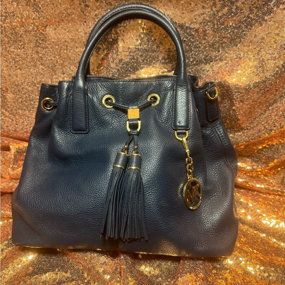 Michael Kors Navy Leather Satchel (dust bag & additional strap included)